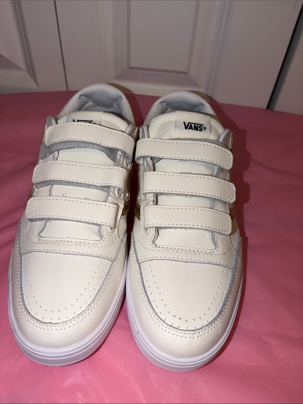 Vans White Triple-Strap Low-Top Sneakers
